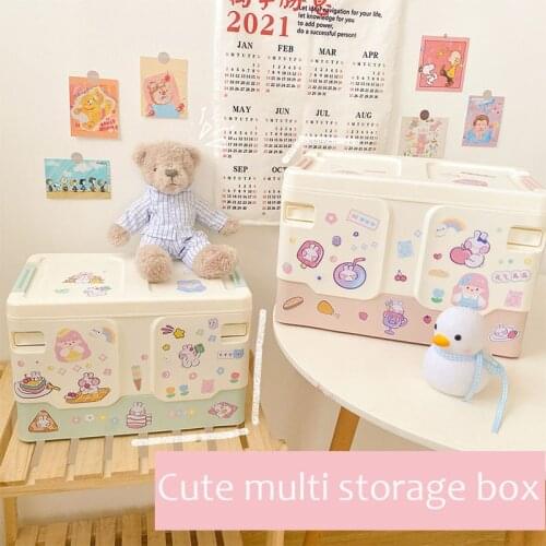 W&G Creative Folding Storage Box Multi-purpose Student Use Book Organizer Storage Box Girl Home Storage Box With Free Sticker