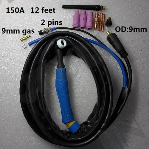 12 Feet 150A Dinse 9mm TIG Welding Torch Gas Cooled WP-17 TIG-17 WP 17 SALE1