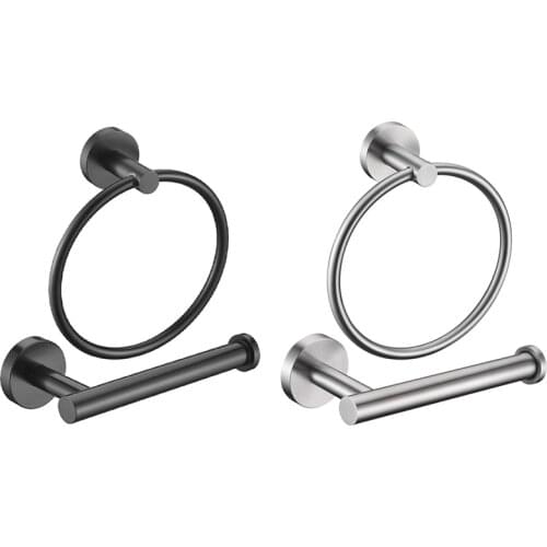 Toilet Paper Holder and Hand Towel Ring Bathroom Hardware Accessories Set Wall Mounted