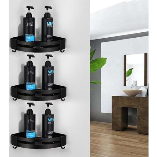 Bathroom Shelf Corner shelf Bath Storage Holder Wall Mounted Black Finish Aluminum Square Bath Shower Shelf Bath Shampoo Holder