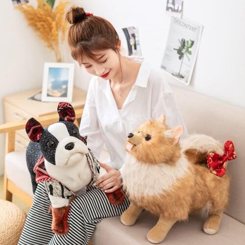 High Quality Simulation Dog Plush Toy Chihuahua Bulldog Shar Pei Labrador Pet Standing Dog Kids Baby Birthday Present Toy