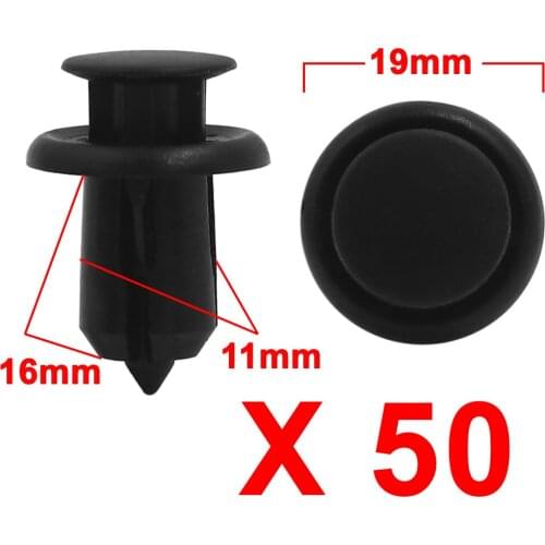 X Autohaux 50Pcs 11Mm Hole Plastic Rivets Fastener Push Clips Black For Car Auto