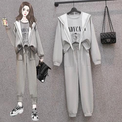 Women Suits Large Size Coat Dress 2 Pic Set Blazer Set Casual Solid Spring Autumn Full O-Neck Pullover Elastic Waist Simple