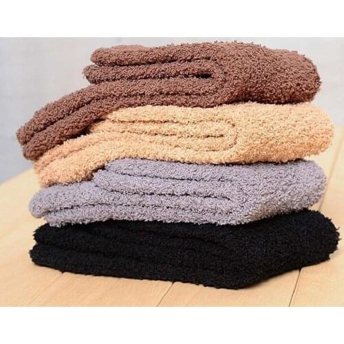 Winter Warm Fluffy Socks Solid Color Men Warm Thicken Fleece Crew Socks Fluffy Sleep Bed Socks Indoor Floor Towel Socks 6 Colors