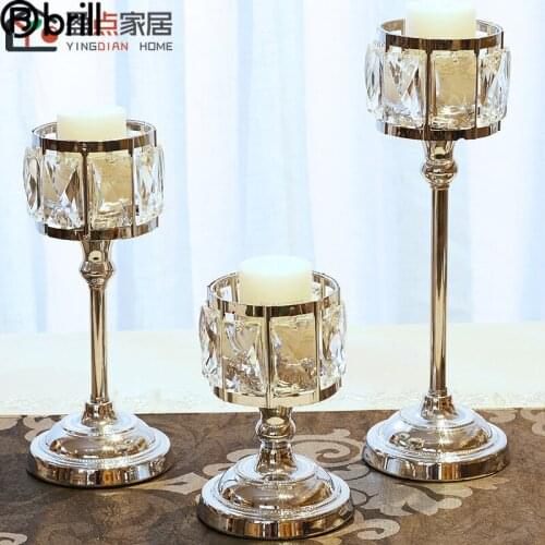 Gold Crystal Candle Stands Holders Metal Candlestick Romantic Table Decorations Wedding Centerpieces for Tables Bougeoir Decor