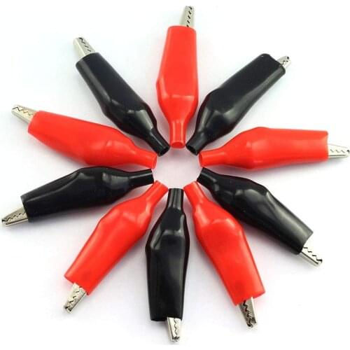 10pcs/lot 28mm/35mm/45mm Metal Alligator Clip G98 Crocodile Electrical Clamp for Testing Probe Meter Black/Red with Plastic Boot