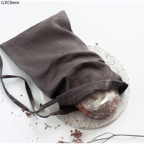 100% Linen Fabric Food Bread Bags Reusable Drawstring Bag For Loaf, Homemade Artisan Bread Cloth Storage Bag Linen For Baguette