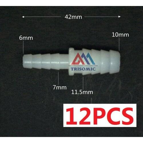 12 pieces 6mm*10mm Straight Reducing Connector Plastic Fitting Barbed Reducing Connector PE