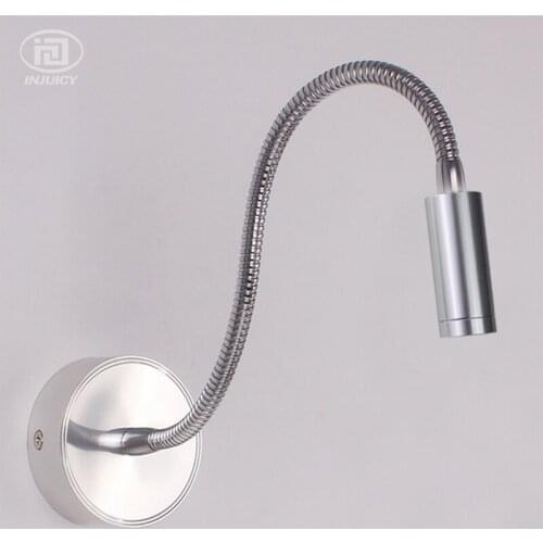 1X3w LED Energy Saving Spotlight Lamp Flexible Arm Wall Light High Power Bedside Reading Light Study Painting Wall Lighting