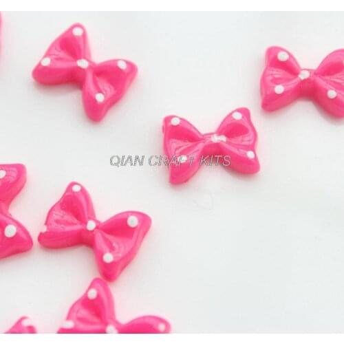 300pcs pink mini polka dot bow 13mm resin, flat back embellishment, hair bow supplies, card making supplies, scrapbooking