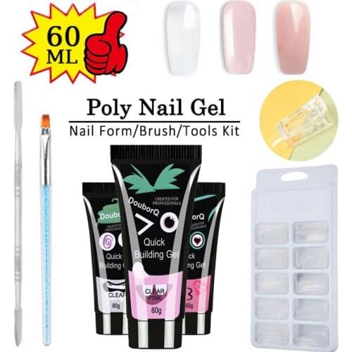5pcs 60ml Poly Nails Gel Set LED Clear UV Gel Varnish Nail Polish Art Kit Quick Building For Nails Extensions Hard Jelly Gel