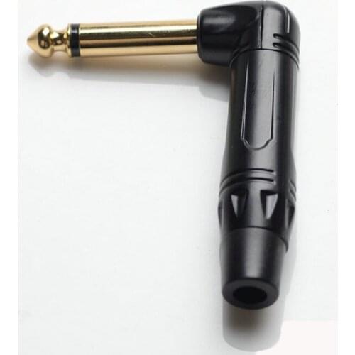 50pcs/lot 6.5mm elbow electric guitar 6.5 plug gold-plated right angle big two core 6.35mm90 degree mono plug