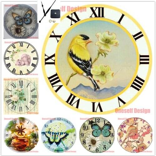 New 5d diamond painting full set with clock butterfly 5d diamond embroidery full set with clock animal Christmas gift for home