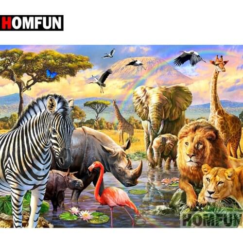HOMFUN Full Square/Round Drill 5D DIY Diamond Painting "Animal collection" Embroidery Cross Stitch 5D Home Decor A07122