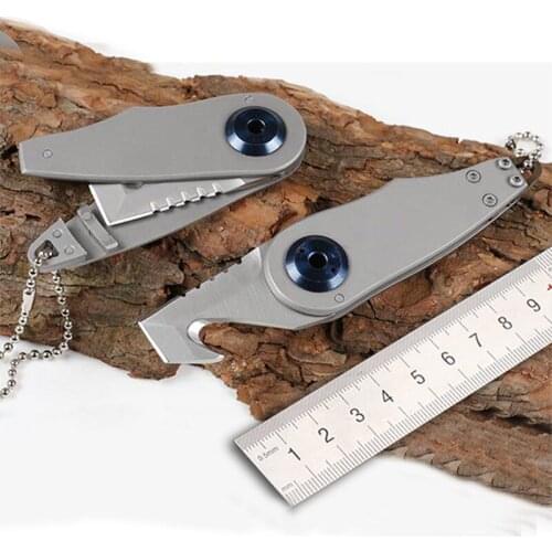 Stainless steel multi-function folding camping knife to cut the rope hook and serrate EDC rescue tools