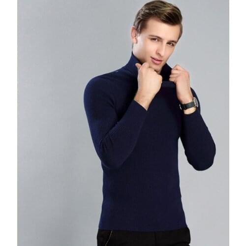 MRMT 2021 Brand Autumn and Winter New Mens Thick High Collar Sweater Solid Color for Male Fashion Casual Slim Tops Sweater
