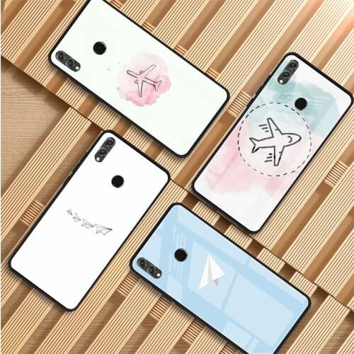 Minimal Paper Flying Tempered Glass Phone Case For Huawei P20 P30 P40 P40 Lite Pro Psmart Mate 20 30 Cover Shell