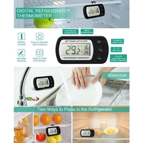 Refrigerator Aquarium Kitchen Electronic LCD Max-Min Thermometer Digital Thermo Temperature Meter With Probe Sensor Cable