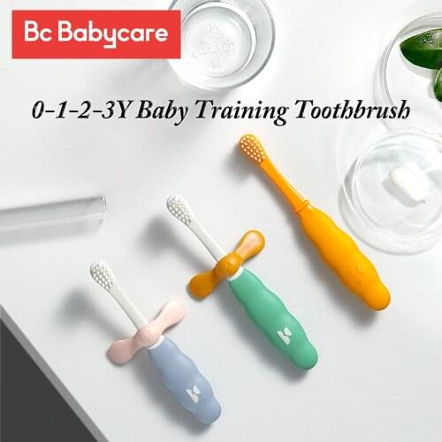 BC Babycare 1/2pcs Kids Soft Training Toothbrush Children Non-Slip Tooth Brush Baby 3-Stage Safety Dental Oral Care Tools