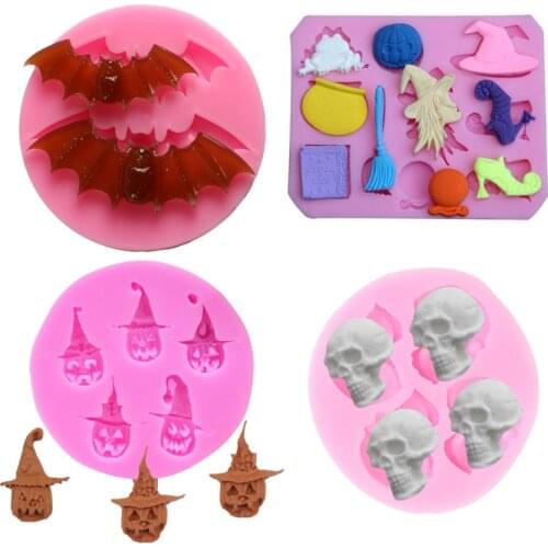 Halloween Cake Mold 3D Silicone Ghost Bat Skull Pumpkin Fondant Mold Chocolate Cupcake Diy Christmas Party Cake Decorating Tools