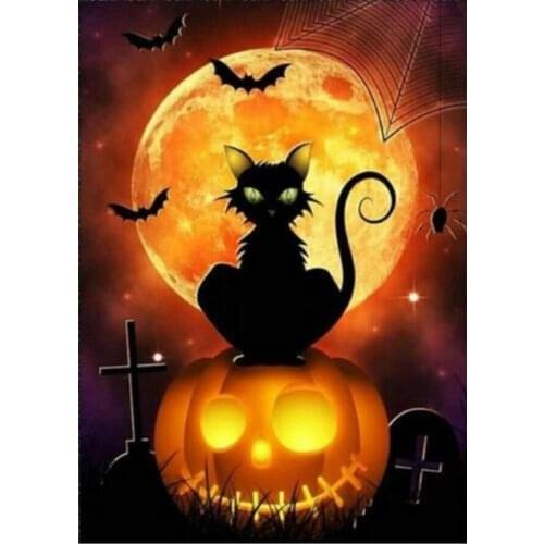 Halloween diamond painting pumpkin cat rhinestone embroidery wedding mosaic sticker decor diamond dots posters wall papers gift