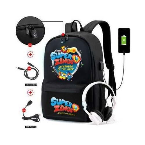 Sac A Dos Super Zings Serie 6 Backpacks School Bags for Teenage Girls Canvas Anti-theft USB Charging Plecak Waterproof Bags