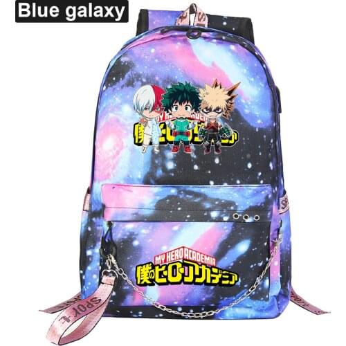 New Anime Cute My Hero Academia Prints Boy Girls Kids School Book Bags Women USB Chain Backpack Canvas Men Travel Laptop Bagpack