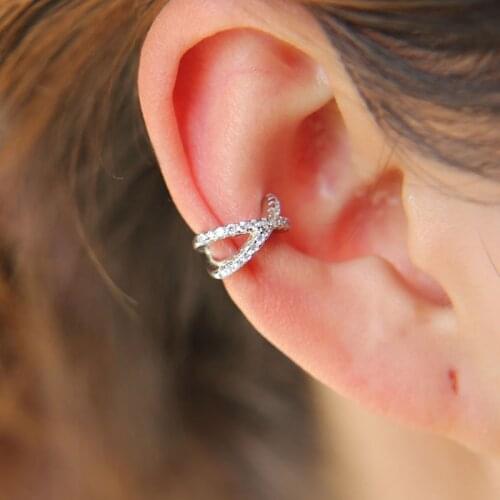 Karopel Simple Women Ear Cuff Jewelry Fashion Cross No Pierced Small Earring Girl Clip Ear Cuff Micro Pave CZ Earrings