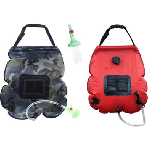 Camping Shower Bag Solar Heating 20L Outdoor Travel Portable Sun Shower Water Bag with Shower Head Temperature Indicator