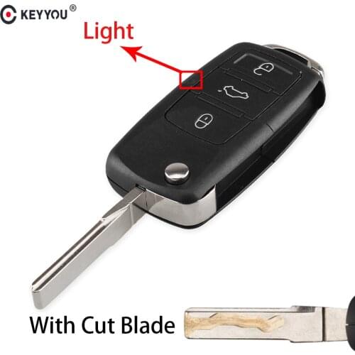 KEYYOU Uncut/Cut Blade 2/3 BT Remote Flip Folding Car Key Shell for VW Volkswagen MK4 Bora Golf 4 5 6 Passat Polo Bora Touran