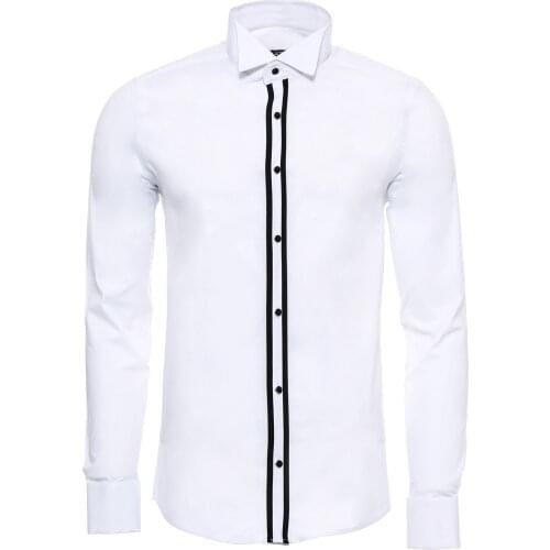 Button Detailed White Formal Shirt