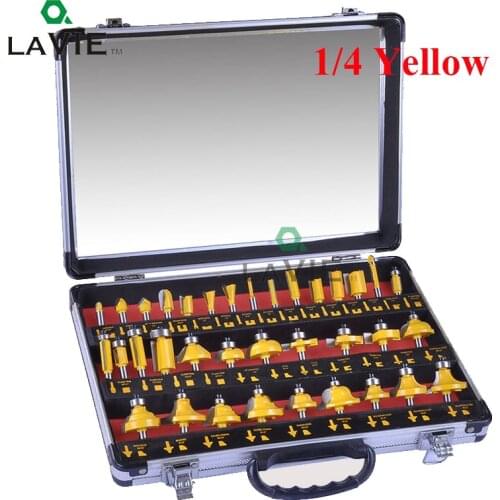 LA VIE 35PCS 1 Set 1/4 Woodworking Router Bits 1/2 Inch Milling Cutter Bits End Mill CNC Engraving Machine Tool MC01001