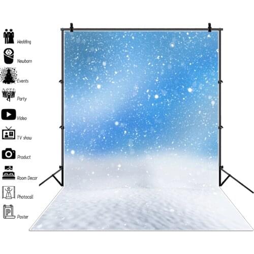 Laeacco Photo Backgrounds Winter Blue Sky Snowflake Snow Baby Child Outdoor Scenic Photography Backdrops Photocall Photo Studio