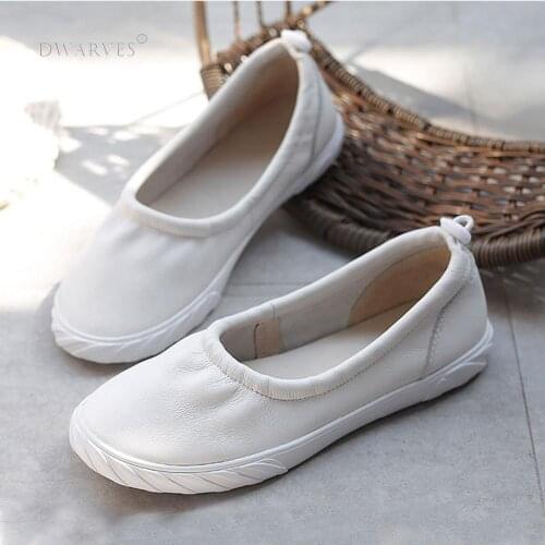 Minimalist Women Flats Slip On Leather Ballet Flats White/Black/Pink