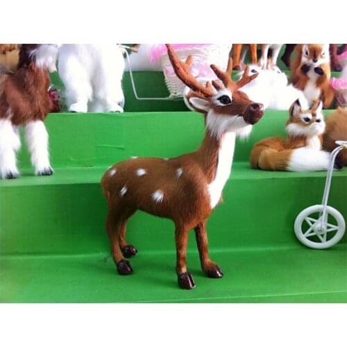 Simulation cute sika deer 19x21cm model polyethylene&furs deer model home decoration props ,model gift d580