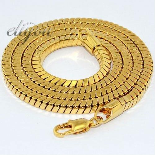2.8mm Fashion Jewelry Yellow Gold Color Necklace Box Snake Link Chain For Men Boys Gift Free Shipping Gold Jewellery DJN15