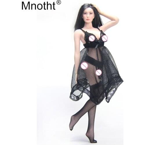 Montht 1/6 Lace bras underwear skirt garter lingerie Dress Suit female black/white clothes toys for 12'' soldier action figure a