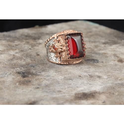 925 Sterling Silver Red Zircon GemStone Men Silver Ring, Vintage Silver Ring For Men, Handmade Engraved Mens Ring, Ruby Stone M