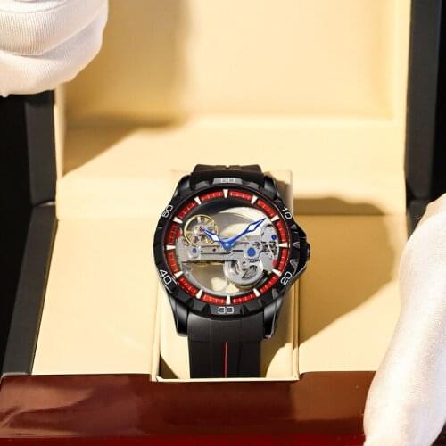 2021 new watch mens hollow tourbillon ultra-thin automatic mechanical watch genuine black technology mens watch