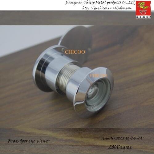 Wholesale 10PCS Brass Polish CHROME 200 Degree wide angle with glass lens door viewer Peephole Door Security Viewer