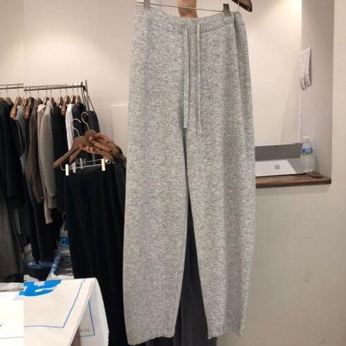 Autumn womens pants casual solid color high waist sports pants