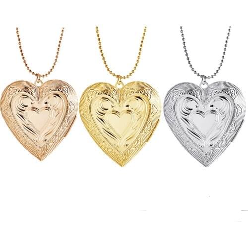 Heart Locket Necklace Photo Frame Memory Romantic Love Pendant Can Open for Female Promise Keepsake Gift