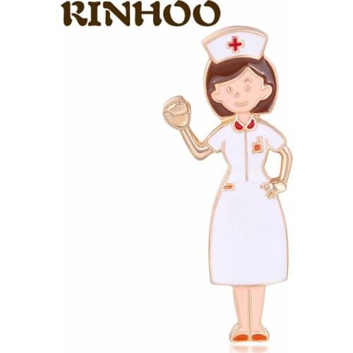 RINHOO Lovely Nurse Brooch Doctors Nurse Medical Punk Jewelry Gold Lapel Pin Badge Backpack Hat Badge Pins Party Doctor Gift
