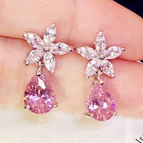 YaYI Jewelry Fashion Summer Colorful Flower Glass Silver Color Ear Earrings Wedding Party Tassel Hoop Stud Long Earrings Gifts