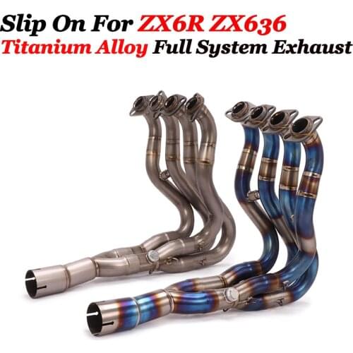 Slip On For KAWASAKI ZX6R ZX636 2009-2021 Full System Motorcycle Exhaust Escape Titanium Front MidLink Pipe Connect Original