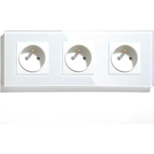 BSEED Triple FR Standard Wall Power Socket Crystal Glass Panel White Black Gloden 110-240V Electrical Frence Socket
