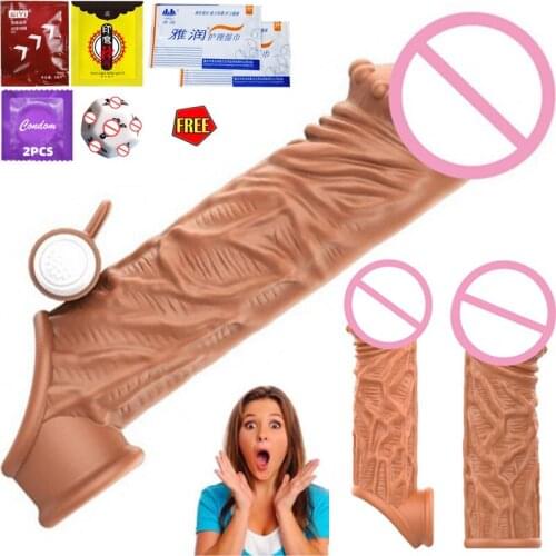 Penis Extender Enlarger Sleeve Cock Sheath Enhancer Ball Stretch Sleeve Girth Super Stretch Silicon Condom For Men Adult Sex Toy