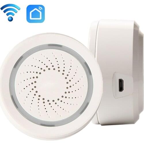 Smart Wireless WiFi Siren Alarm Sensor USB Power Via iOS Android APP Notification Plug And Play No HUB Requirement