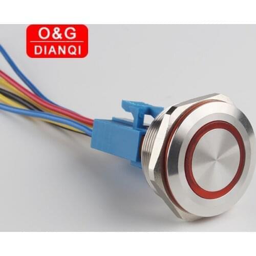 30mm Waterproof Push Button Switch Self locking Momentary Button Switch with Ring Led Metal Switch for Computer Speaker