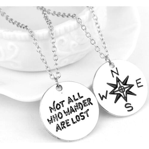 MQCHUN Jewelry Wanderlust Not All Who Wander Are Lost Explore Pendant Necklace Travelers Women Men Special Gifts-30